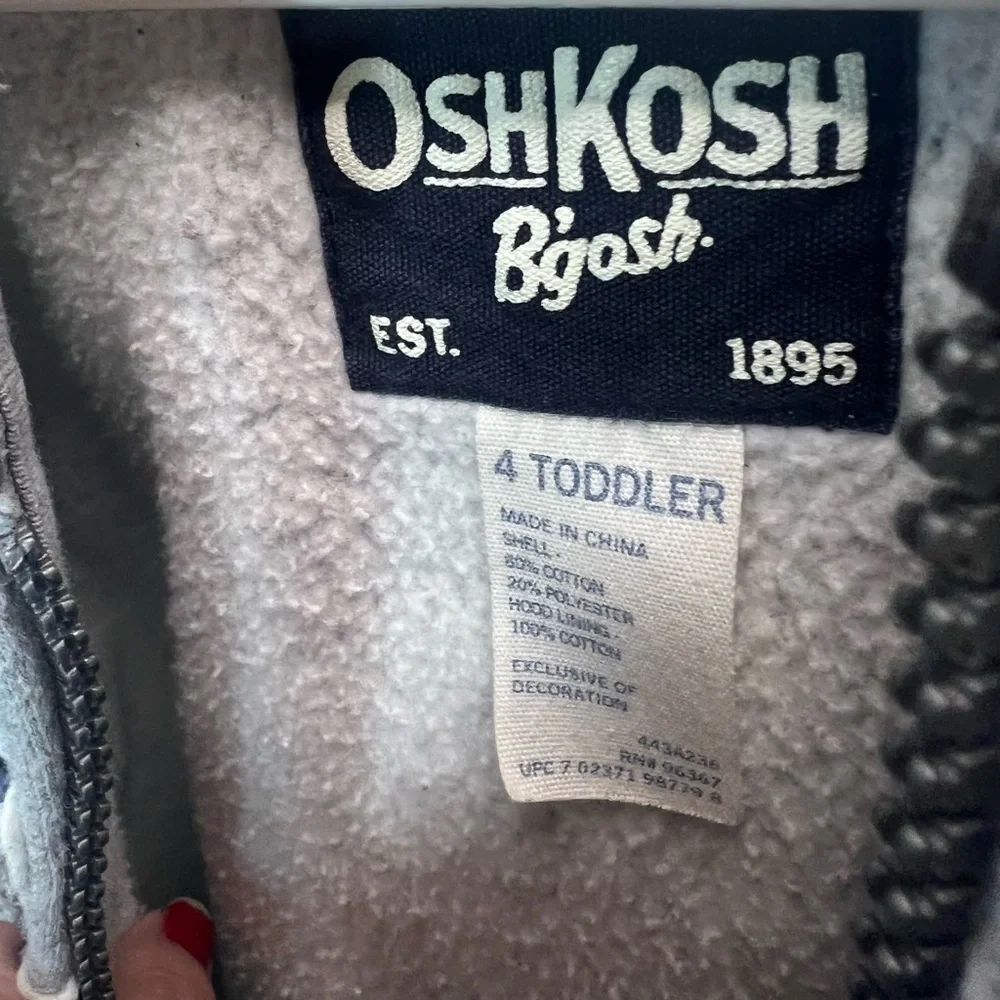 Osh Kosh Bgosh Boys Zip Hoodie Jacket Navy Blue Size 4T Sweatshirt‎ Hood Zipper